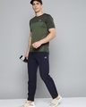 Shop Men's Olive Color Block Slim Fit T-shirt-Front