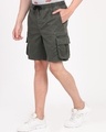 Shop Men's Olive Cotton Shorts-Design