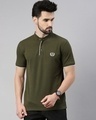 Shop Men's Olive Cotton T-shirt-Front