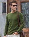 Shop Men's Olive Flat Knits Sweater-Front