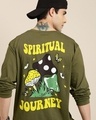 Shop Men's Olive Graphic Printed Oversized T-shirt-Front