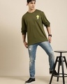 Shop Men's Olive Graphic Printed Oversized T-shirt-Full