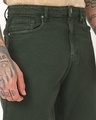 Shop Men's Olive Green Baggy Fit Washed Mid-Rise Jeans