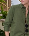 Shop Men's Olive Green Cotton Linen Shirt