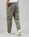 Shop Men's Olive Green Loose Comfort Fit Cargo Parachute Pants-Full