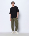 Shop Men's Olive Green Minion Badge Printed Oversized Joggers