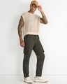 Shop Men's Olive Green Nylon Cargo Parachute Pants-Full