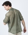 Shop Men's Olive Green Oversized Crochet Shirt-Design