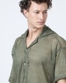 Shop Men's Olive Green Oversized Crochet Shirt