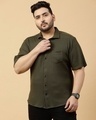 Shop Men's Olive Green Plus Size Shirt-Front