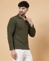 Shop Men's Olive Green Waffle Knitted Polo T-Shirt-Design