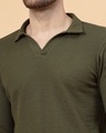 Shop Men's Olive Green Waffle Knitted Polo T-Shirt