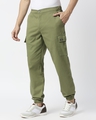 Shop Men's Olive Green Slim Fit Cargo Joggers-Design