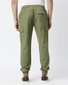 Shop Men's Olive Green Slim Fit Cargo Joggers-Full