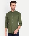 Shop Men's Olive Green Slim Fit Shirt-Front
