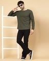 Shop Men's Olive Green Waffle Knitted T-Shirt