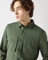 Shop Men's Olive Green Textured Shirt