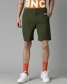 Shop Men's Olive Green Woven Slim Fit Shorts-Front