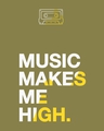 Shop Men's Olive Music Makes Me High Typography Hoodie T-shirt-Full