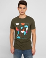 Shop Men's Olive Shuffle Graphic Printed T-shirt-Front