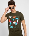 Shop Men's Olive Shuffle Graphic Printed T-shirt-Full