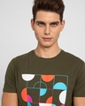 Shop Men's Olive Shuffle Graphic Printed T-shirt