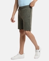 Shop Men's Olive Slim Fit Cotton Shorts-Full