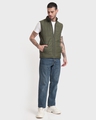 Shop Men's Olive Sleeveless Puffer Jacket-Full