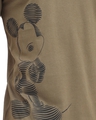Shop Men's Olive Stripe Effect Mickey Mouse Printed T-shirt-Full