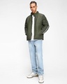 Shop Men's Olive Typography Puffer Jacket-Full