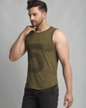 Shop Men's Olive Green Typography Slim Fit Vest-Design