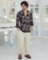 Shop Men's Onyx Black & Brown Abstract Printed Shirt-Full