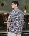 Shop Men's Onyx Black & Cream White All Over Printed Oversized Shirt-Design