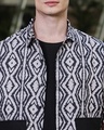 Shop Men's Onyx Black & Cream White All Over Printed Oversized Shirt