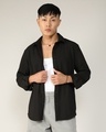 Shop Men's Onyx Black Striped Relaxed Fit Shirt-Front