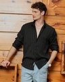 Shop Men's Onyx Black Striped Shirt-Front