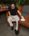 Shop Men's Onyx Black Textured Polo T-shirt-Full