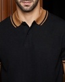Shop Men's Onyx Black Textured Polo T-shirt