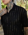Shop Men's Onyx Black Textured Relaxed Fit Polo T-shirt
