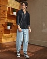 Shop Men's Onyx Black Textured Shirt-Full