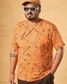 Shop Men's Orange All Over Printed Plus Size T-shirt-Front