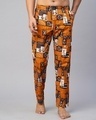 Shop Men's Orange All Over Printed Pyjamas-Front