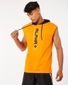 Shop Men's Orange Alpha Typography Oversized Hooded Vest-Front