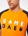 Shop Men's Orange and Black Game Over Color Block Typography T-shirt