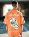 Shop Men's Orange Bit Rick & Morty Graphic Printed Oversized T-shirt-Front