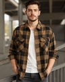 Shop Men's Orange & Black Checked Oversized Shirt-Front