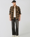 Shop Men's Orange & Black Checked Oversized Shirt-Full
