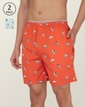 Shop Pack of 2 Men's Orange & Blue All Over Printed Relaxed Fit Boxers-Front