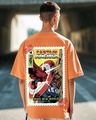 Shop Men's Orange Captain Graphic Printed Oversized T-shirt-Front