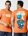 Shop Men's Orange Coffee Head Graphic Printed Oversized Plus Size T-shirt-Front